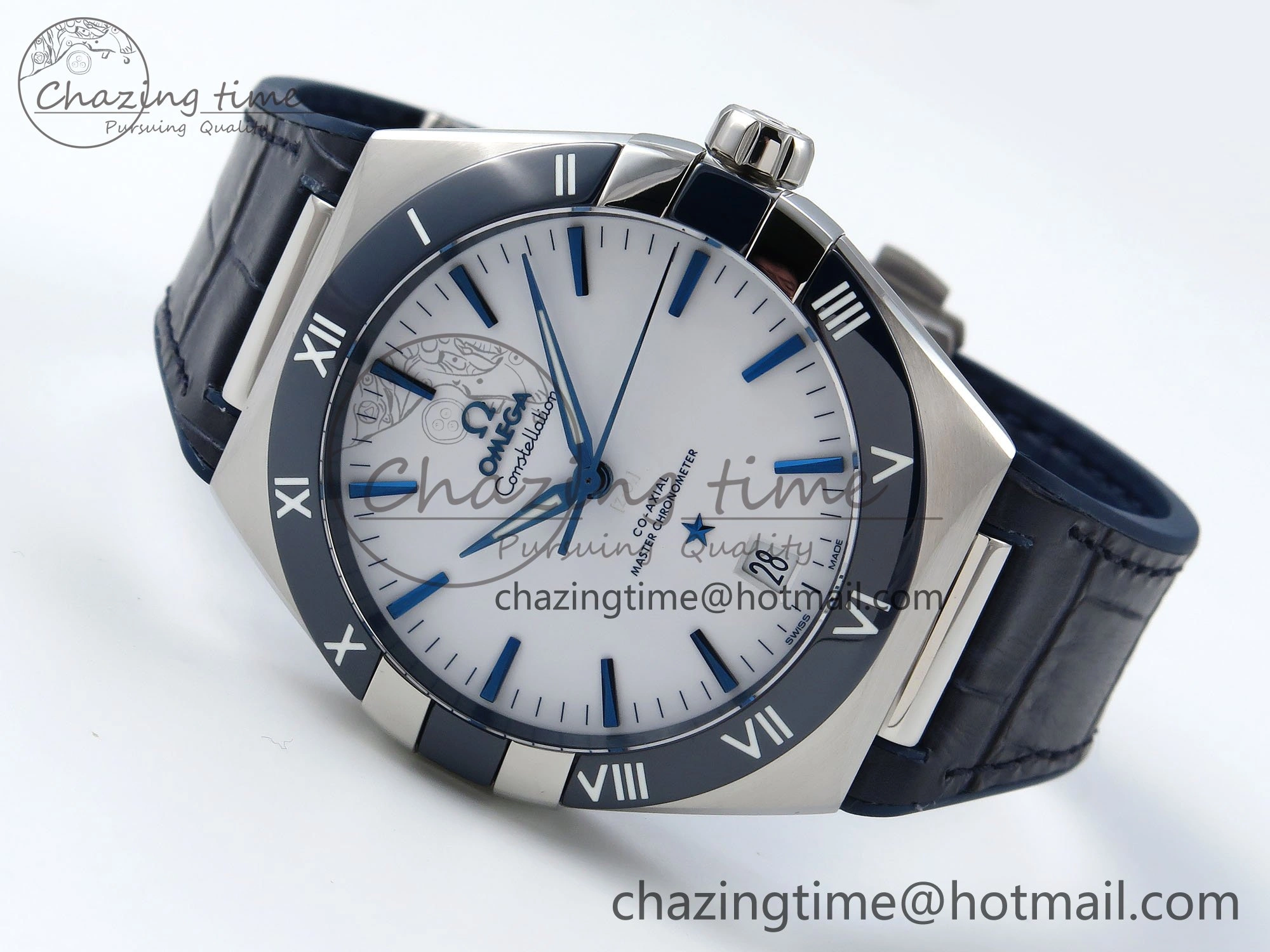 Constellation Blue Ceramic SS VSF 1:1 Best Edition White Dial on Blue Gummy Strap A8900 Super Clone