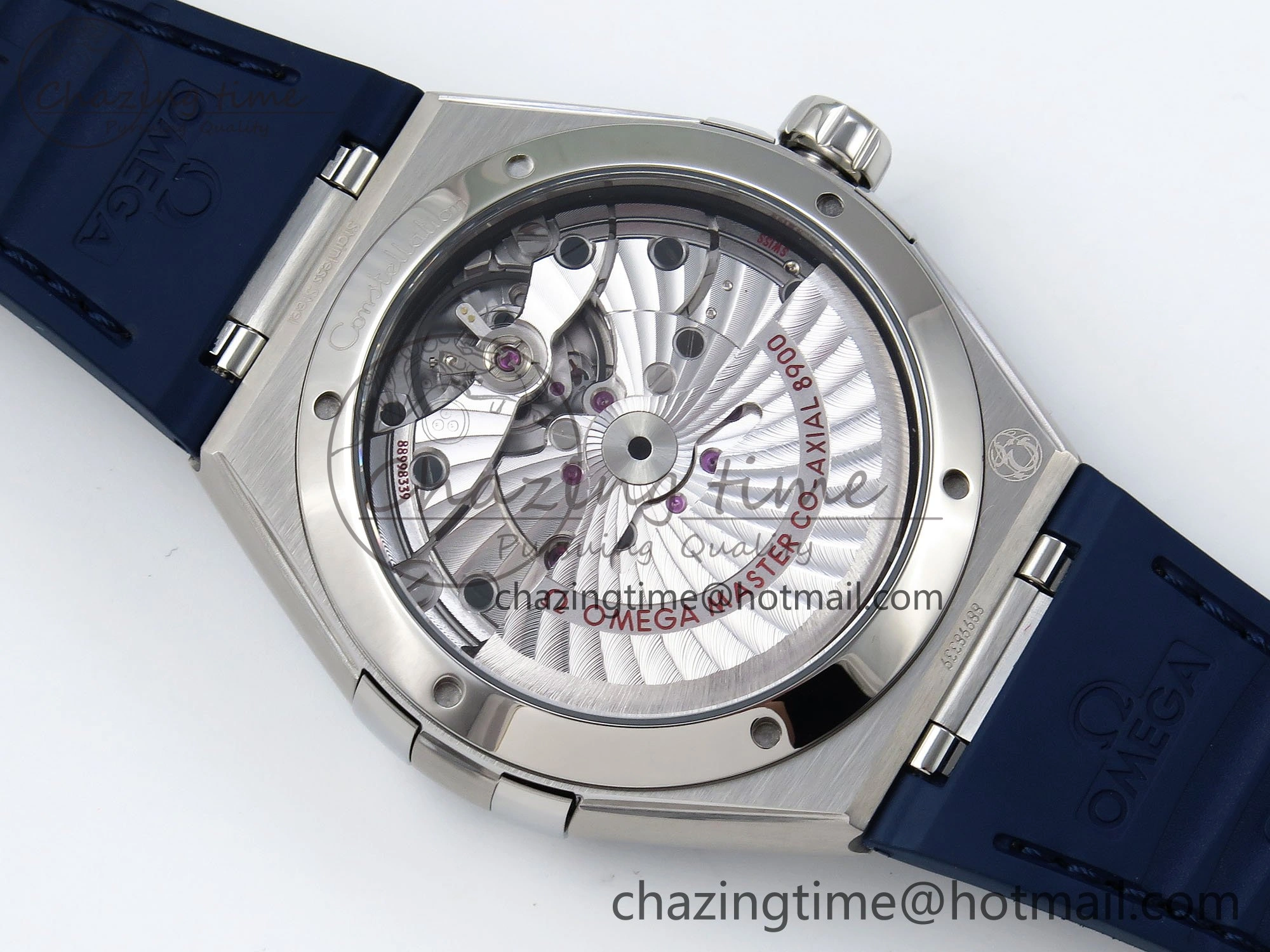 Constellation Blue Ceramic SS VSF 1:1 Best Edition White Dial on Blue Gummy Strap A8900 Super Clone