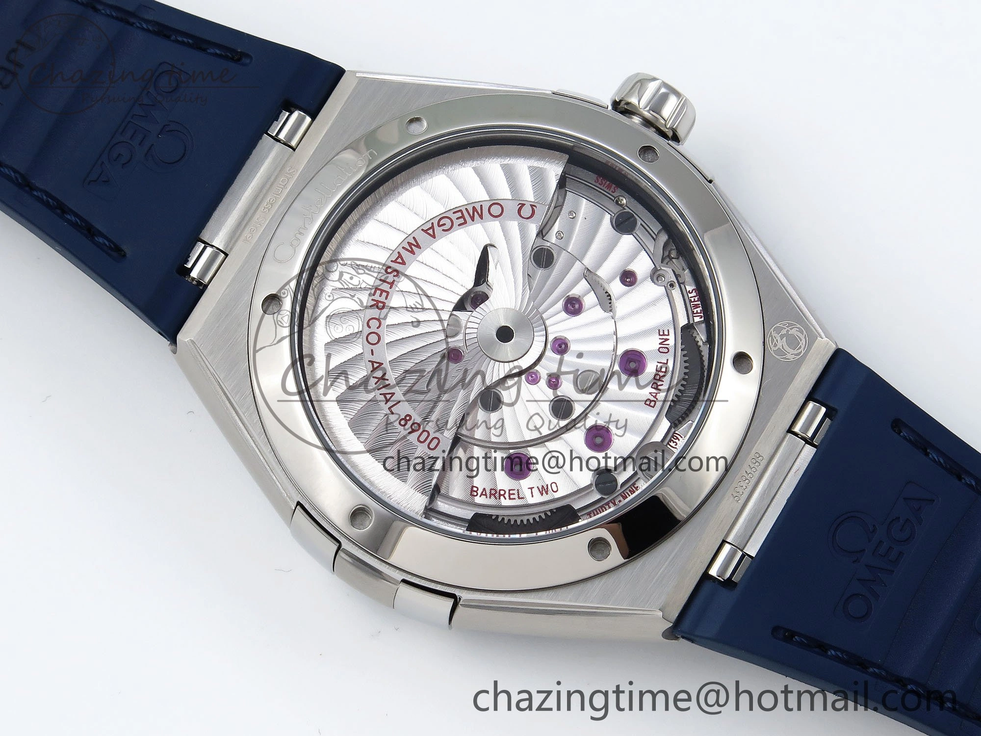 Constellation Blue Ceramic SS VSF 1:1 Best Edition White Dial on Blue Gummy Strap A8900 Super Clone