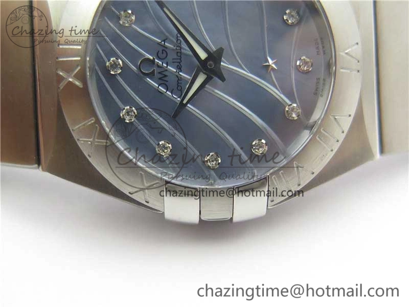 Constellation Ladies 27mm ZF 1:1 Best Edition SS Blue MOP Dial on SS Bracelet ETA Quartz