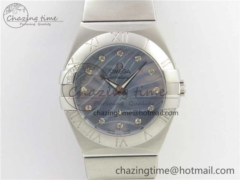 Constellation Ladies 27mm ZF 1:1 Best Edition SS Blue MOP Dial on SS Bracelet ETA Quartz