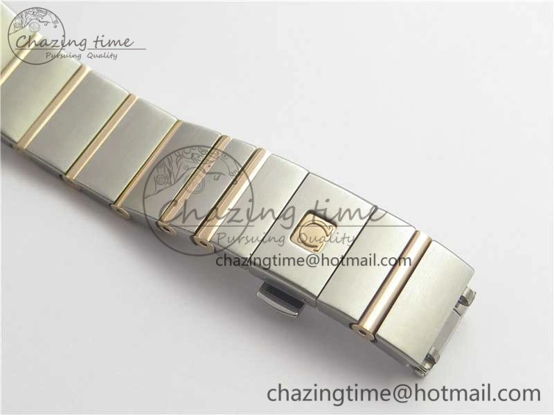 Constellation Ladies 27mm ZF 1:1 Best Edition SS RG White MOP Dial Diamonds Bezel & Markers on SS RG Bracelet ETA Quartz