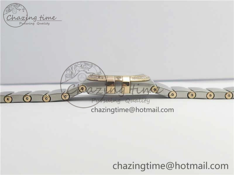 Constellation Ladies 27mm ZF 1:1 Best Edition SS RG White MOP Dial Diamonds Bezel & Markers on SS RG Bracelet ETA Quartz