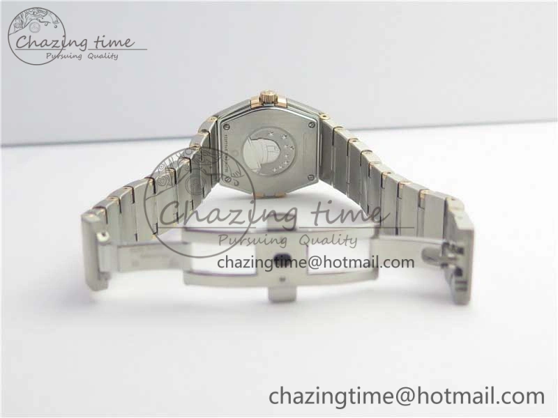 Constellation Ladies 27mm ZF 1:1 Best Edition SS RG White MOP Dial Diamonds Bezel & Markers on SS RG Bracelet ETA Quartz