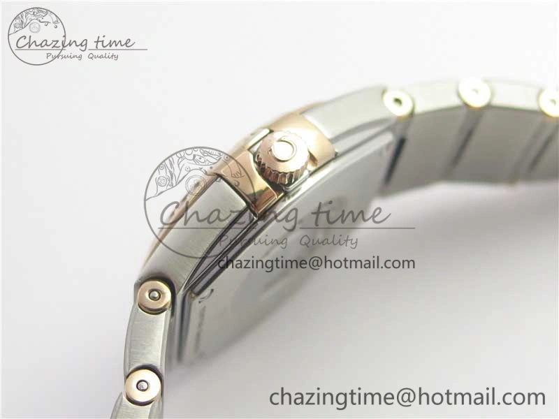 Constellation Ladies 27mm ZF 1:1 Best Edition SS RG White MOP Dial Diamonds Bezel & Markers on SS RG Bracelet ETA Quartz