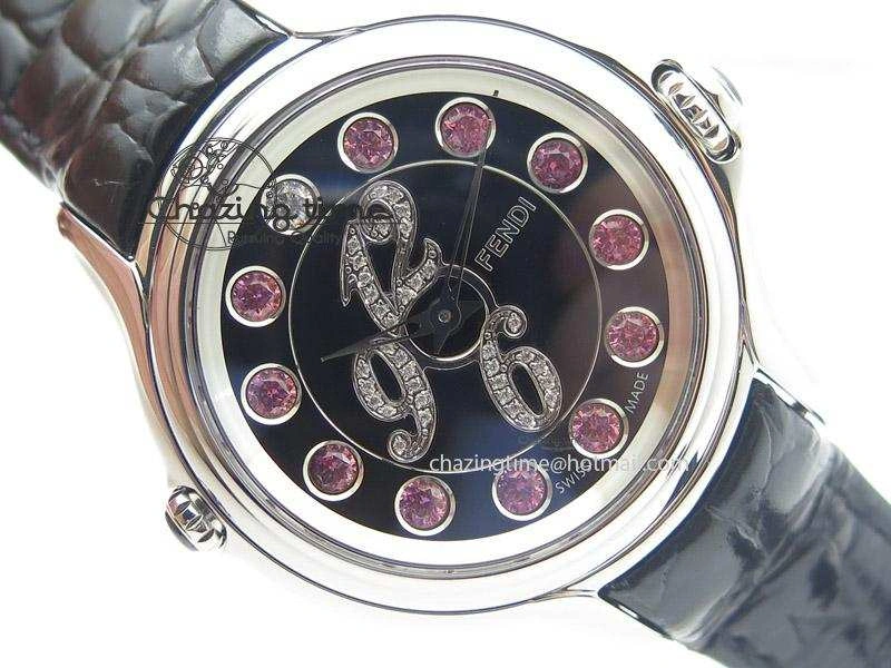 Crazy Carats V6F 1:1 Best Edition Diamonds Bezel Black Dial On Black Leather Strap Swiss Quartz