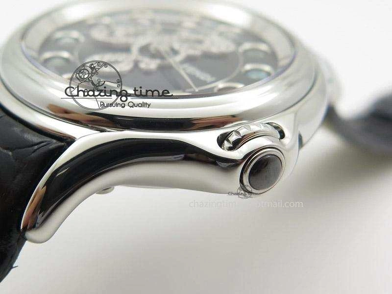 Crazy Carats V6F 1:1 Best Edition Diamonds Bezel Black Dial On Black Leather Strap Swiss Quartz