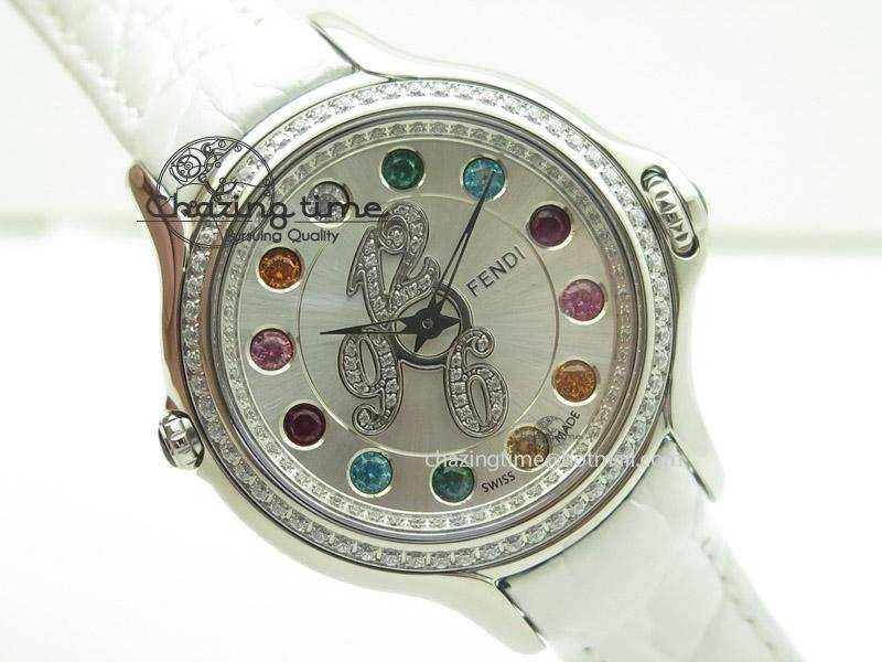 Crazy Carats V6F 1:1 Best Edition Diamonds Bezel White Dial On White Leather Strap Swiss Quartz