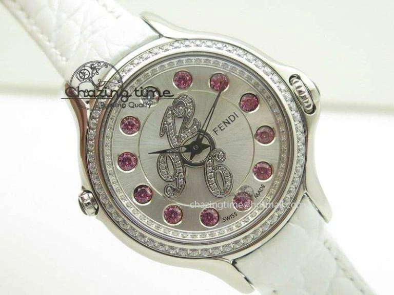 Crazy Carats V6F 1:1 Best Edition Diamonds Bezel White Dial On White Leather Strap Swiss Quartz