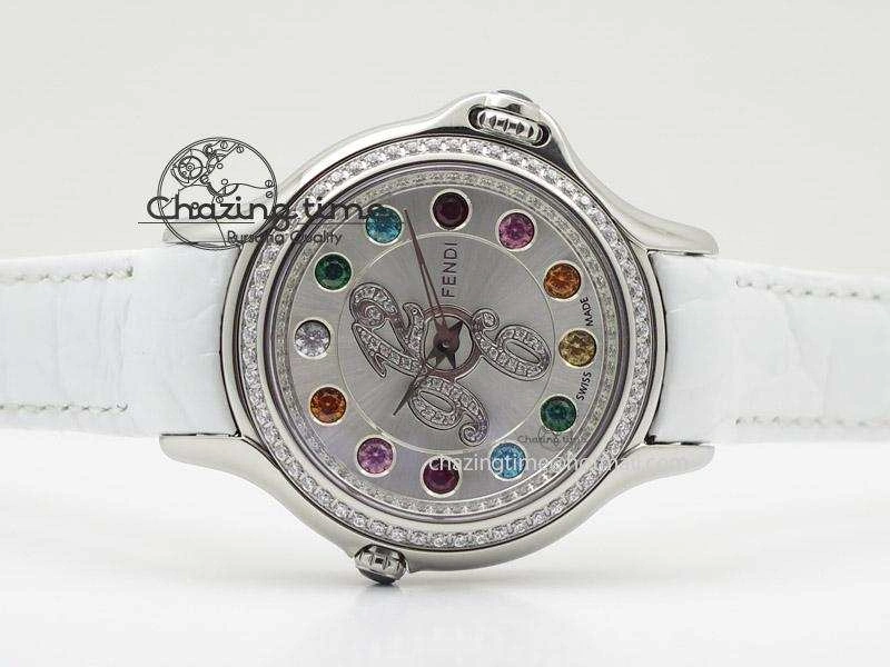 Crazy Carats V6F 1:1 Best Edition Diamonds Bezel White Dial On White Leather Strap Swiss Quartz