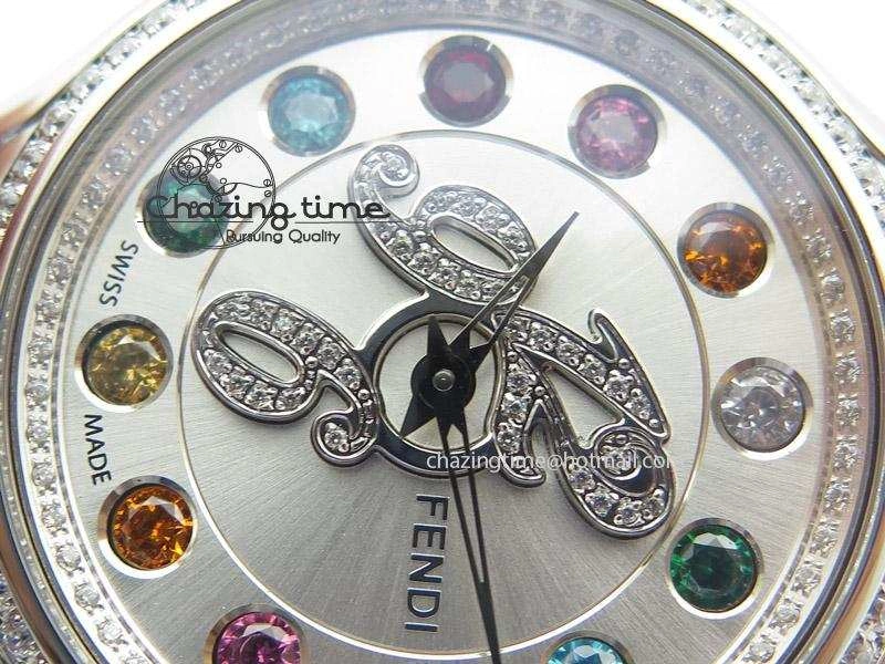 Crazy Carats V6F 1:1 Best Edition Diamonds Bezel White Dial On White Leather Strap Swiss Quartz