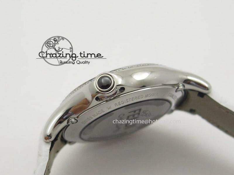 Crazy Carats V6F 1:1 Best Edition Diamonds Bezel White Dial On White Leather Strap Swiss Quartz