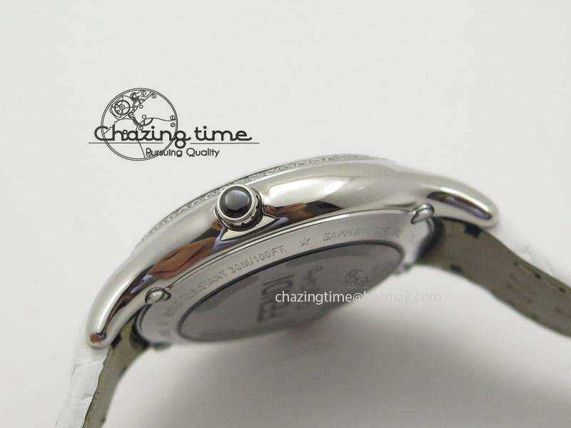 Crazy Carats V6F 1:1 Best Edition Diamonds Bezel White Dial On White Leather Strap Swiss Quartz
