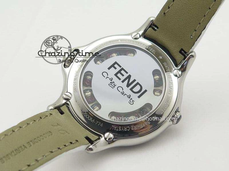 Crazy Carats V6F 1:1 Best Edition Diamonds Bezel White Dial On White Leather Strap Swiss Quartz