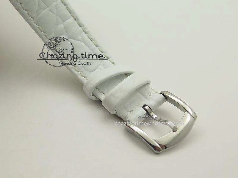 Crazy Carats V6F 1:1 Best Edition Diamonds Bezel White Dial On White Leather Strap Swiss Quartz