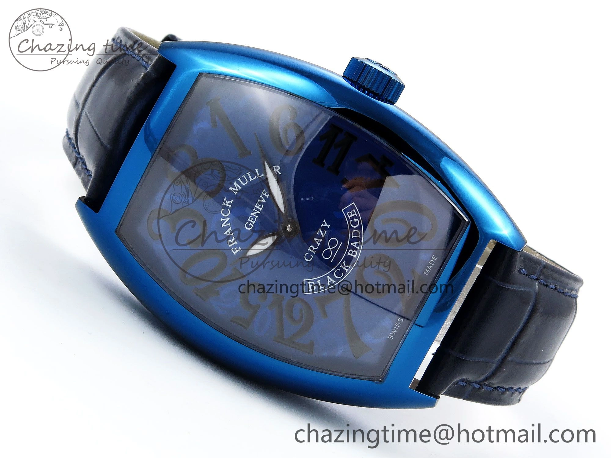 Crazy Hours Blue PVD TWF Best Edition Blue Dial on Blue Leather Strap A23J