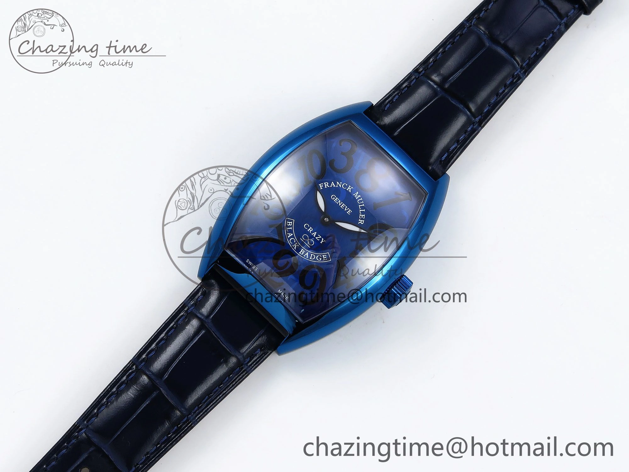 Crazy Hours Blue PVD TWF Best Edition Blue Dial on Blue Leather Strap A23J