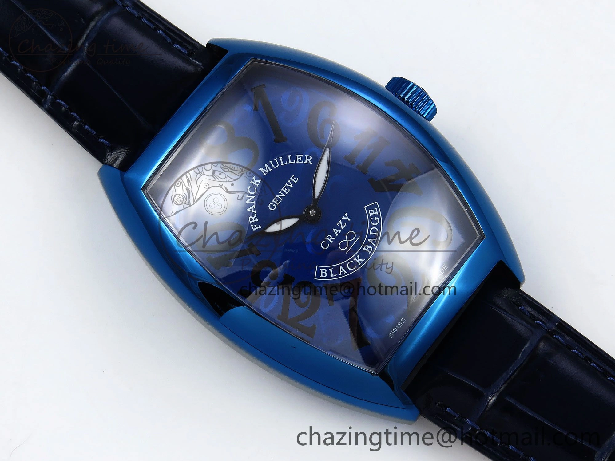Crazy Hours Blue PVD TWF Best Edition Blue Dial on Blue Leather Strap A23J