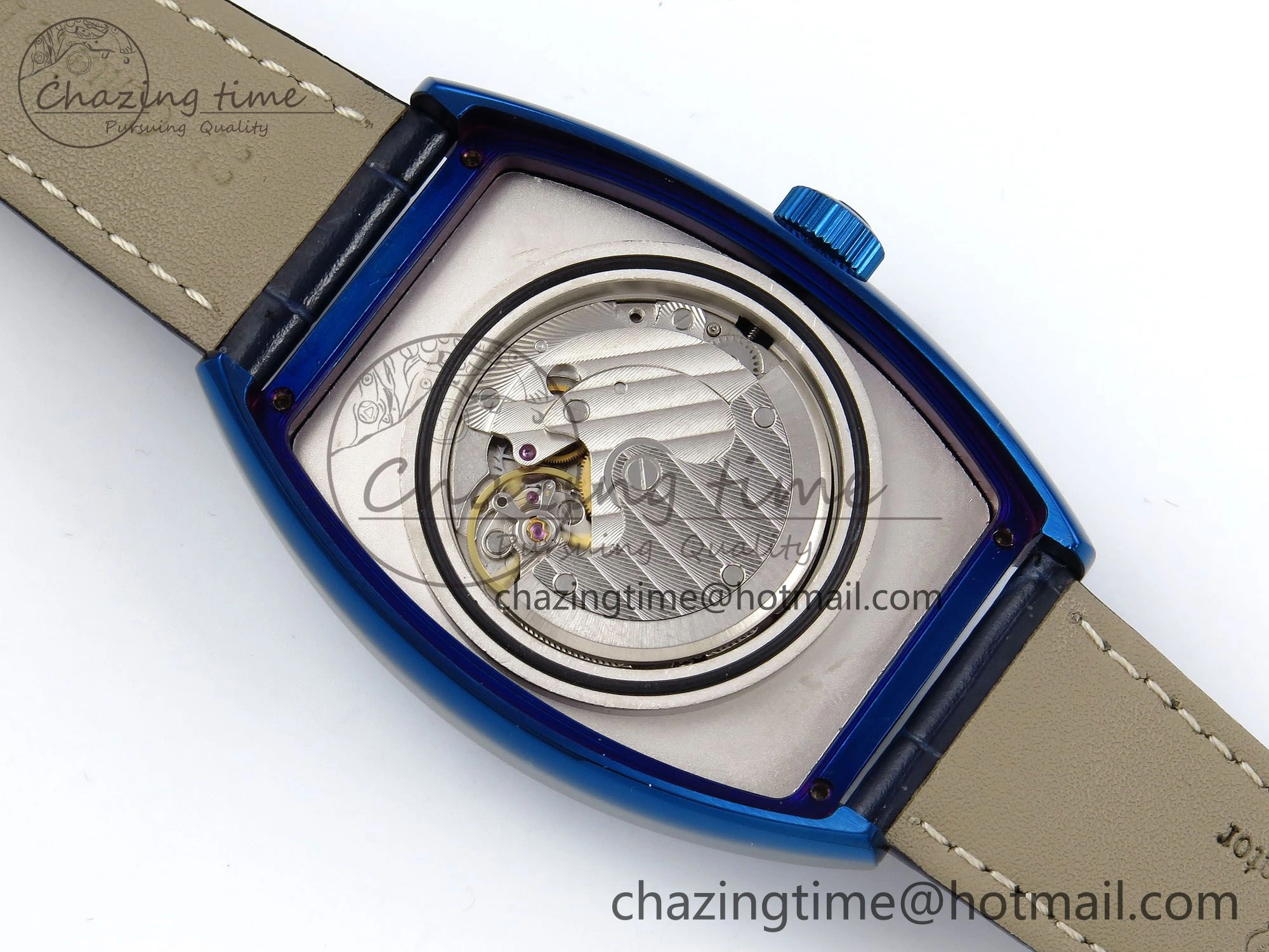Crazy Hours Blue PVD TWF Best Edition Blue Dial on Blue Leather Strap A23J
