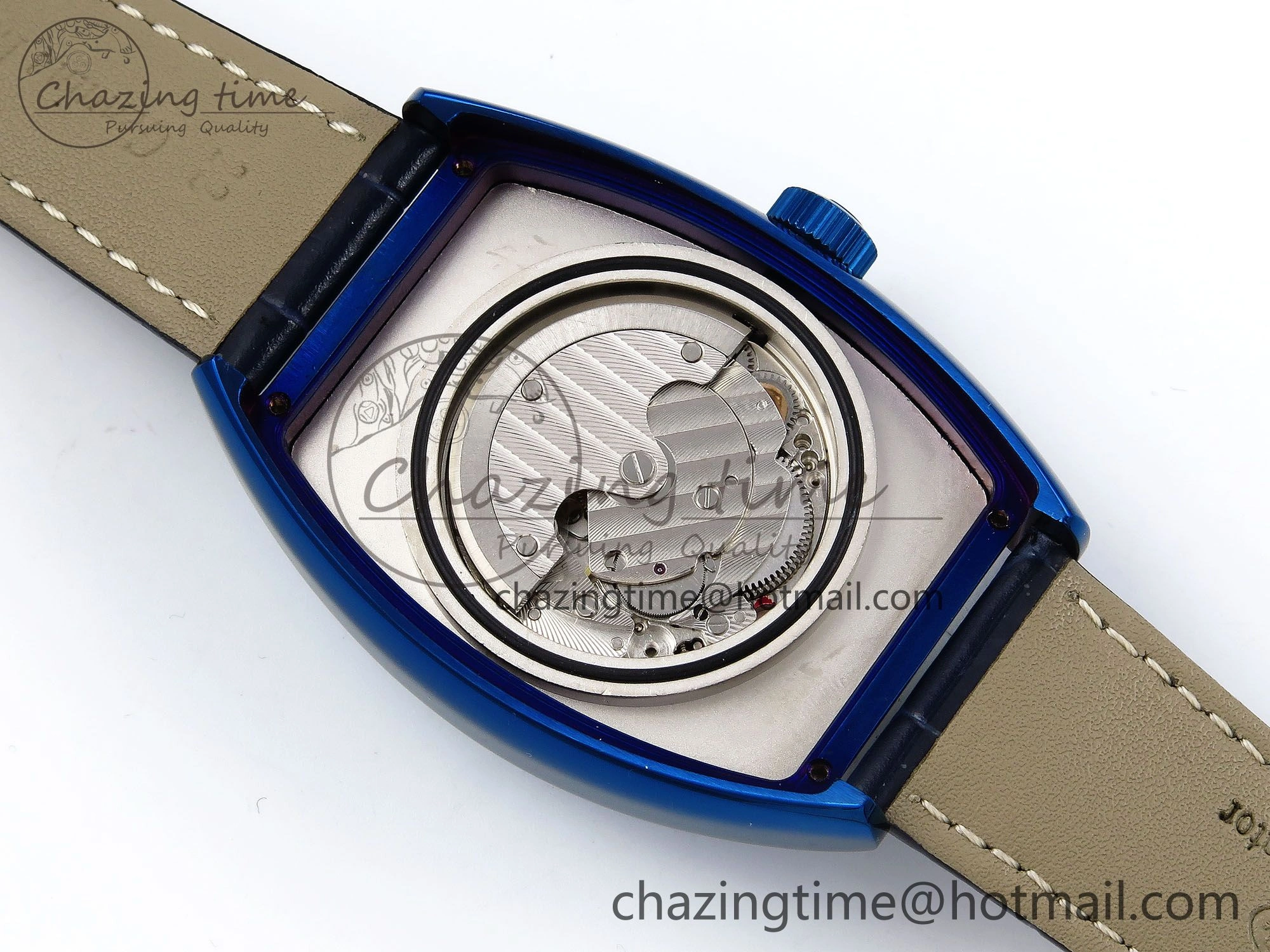 Crazy Hours Blue PVD TWF Best Edition White Dial on Blue Leather Strap A23J
