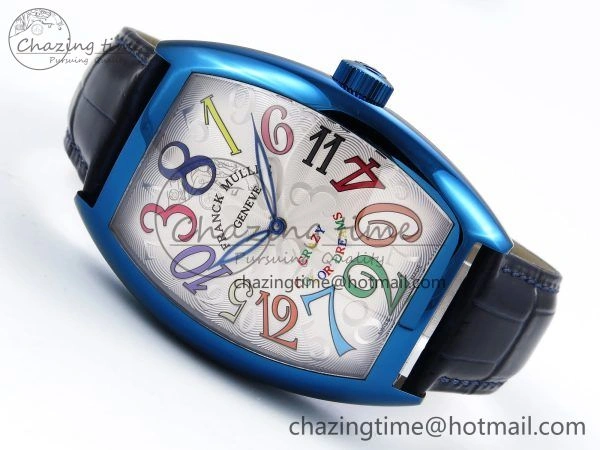 Crazy Hours Blue PVD TWF Best Edition White Dial on Blue Leather Strap A23J