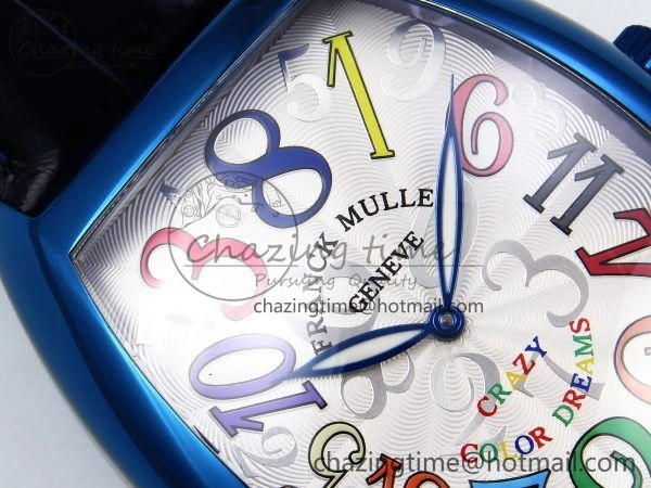 Crazy Hours Blue PVD TWF Best Edition White Dial on Blue Leather Strap A23J