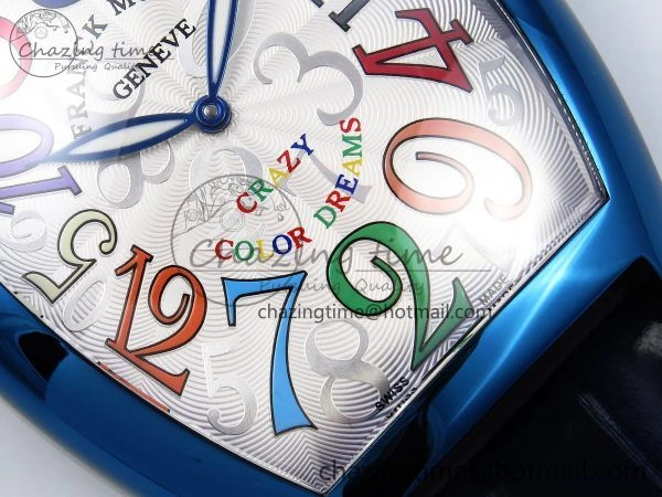 Crazy Hours Blue PVD TWF Best Edition White Dial on Blue Leather Strap A23J
