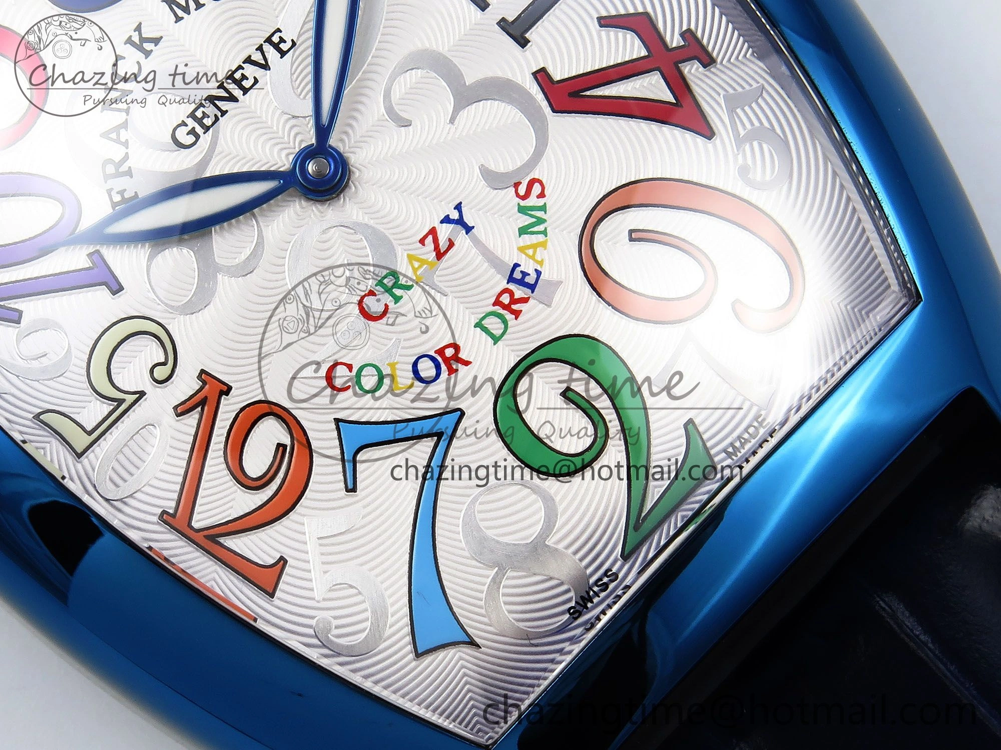 Crazy Hours Blue PVD TWF Best Edition White Dial on Blue Leather Strap A23J