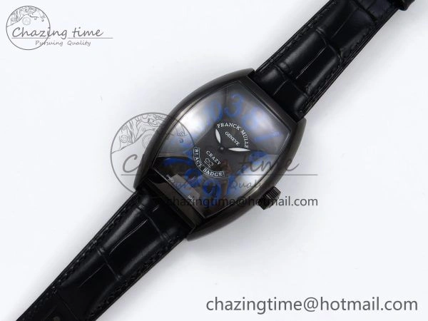 Crazy Hours PVD TWF Best Edition Gray Dial on Black Leather Strap A23J