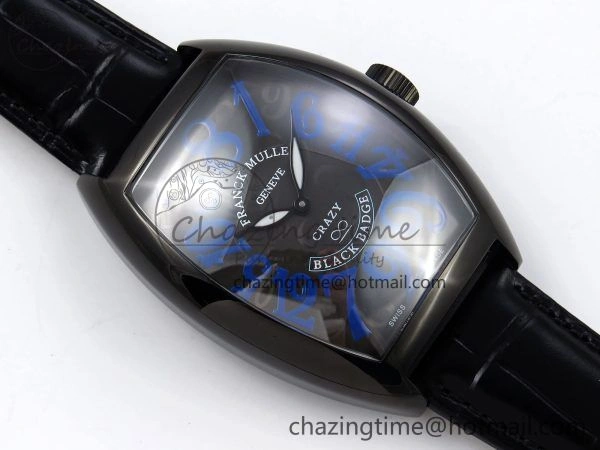 Crazy Hours PVD TWF Best Edition Gray Dial on Black Leather Strap A23J