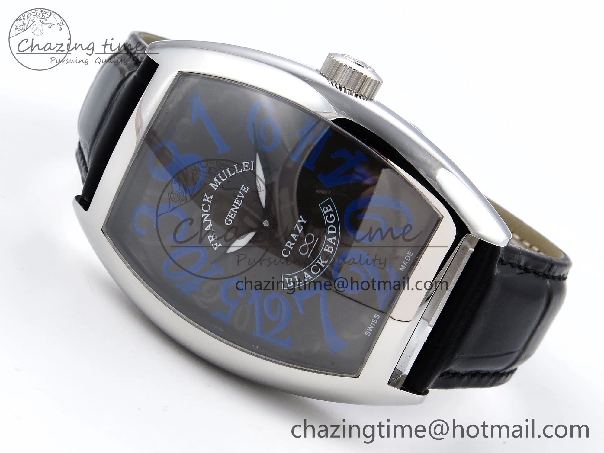 Crazy Hours PVD TWF Best Edition Gray Dial on Black Leather Strap A23J