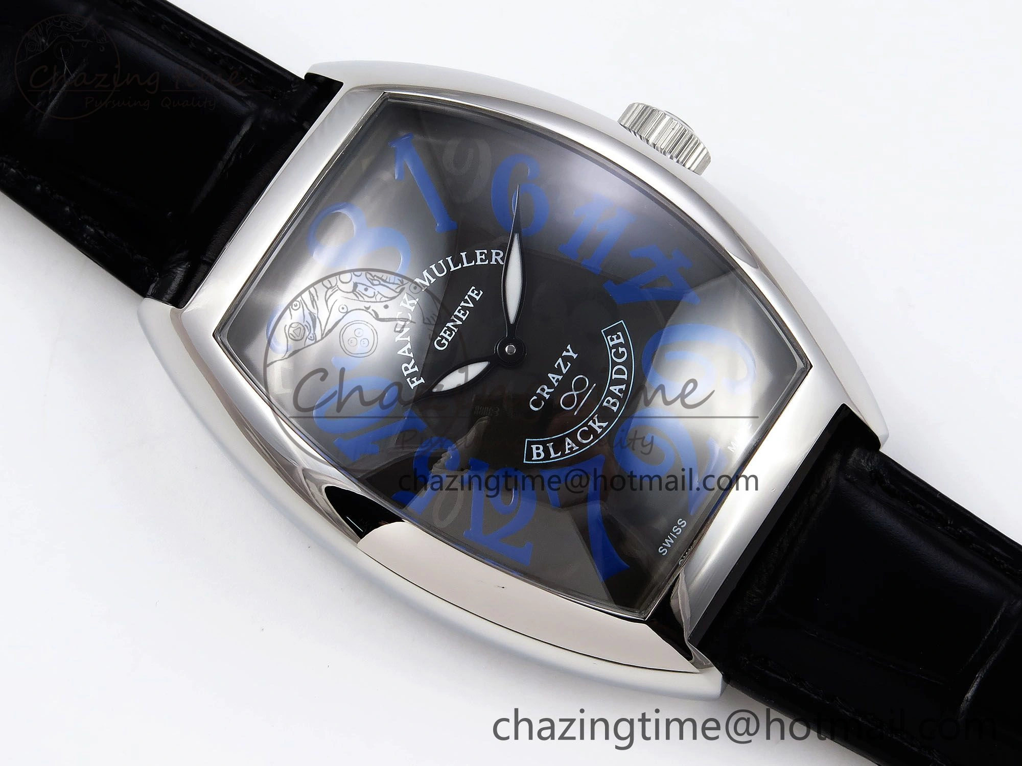 Crazy Hours PVD TWF Best Edition Gray Dial on Black Leather Strap A23J