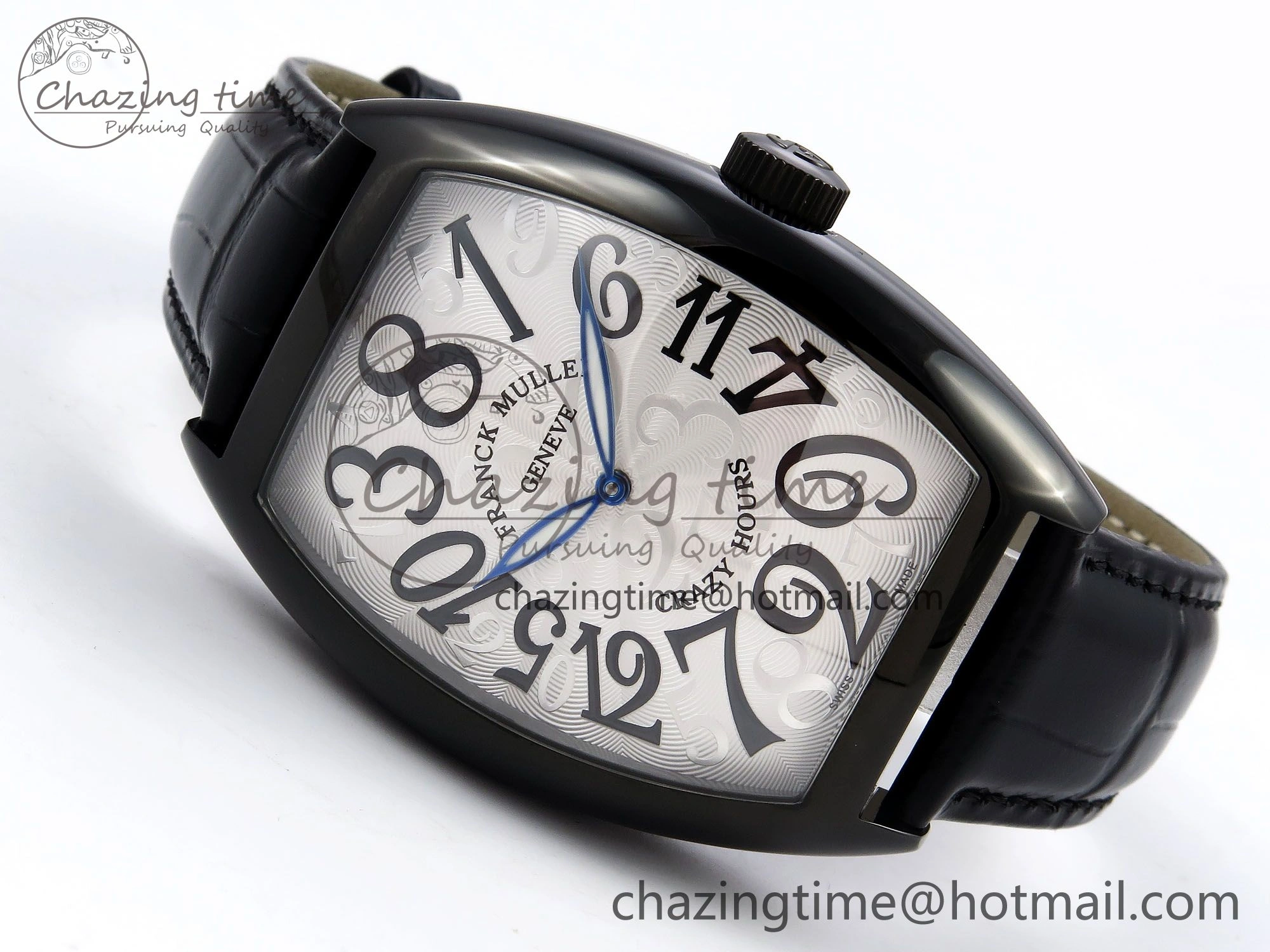 Crazy Hours PVD TWF Best Edition White Dial on Black Leather Strap A23J