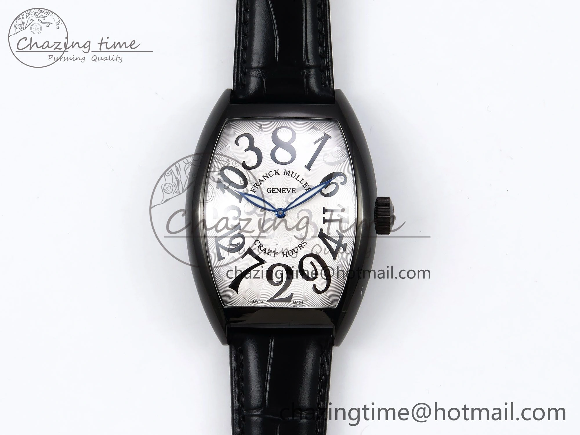 Crazy Hours PVD TWF Best Edition White Dial on Black Leather Strap A23J
