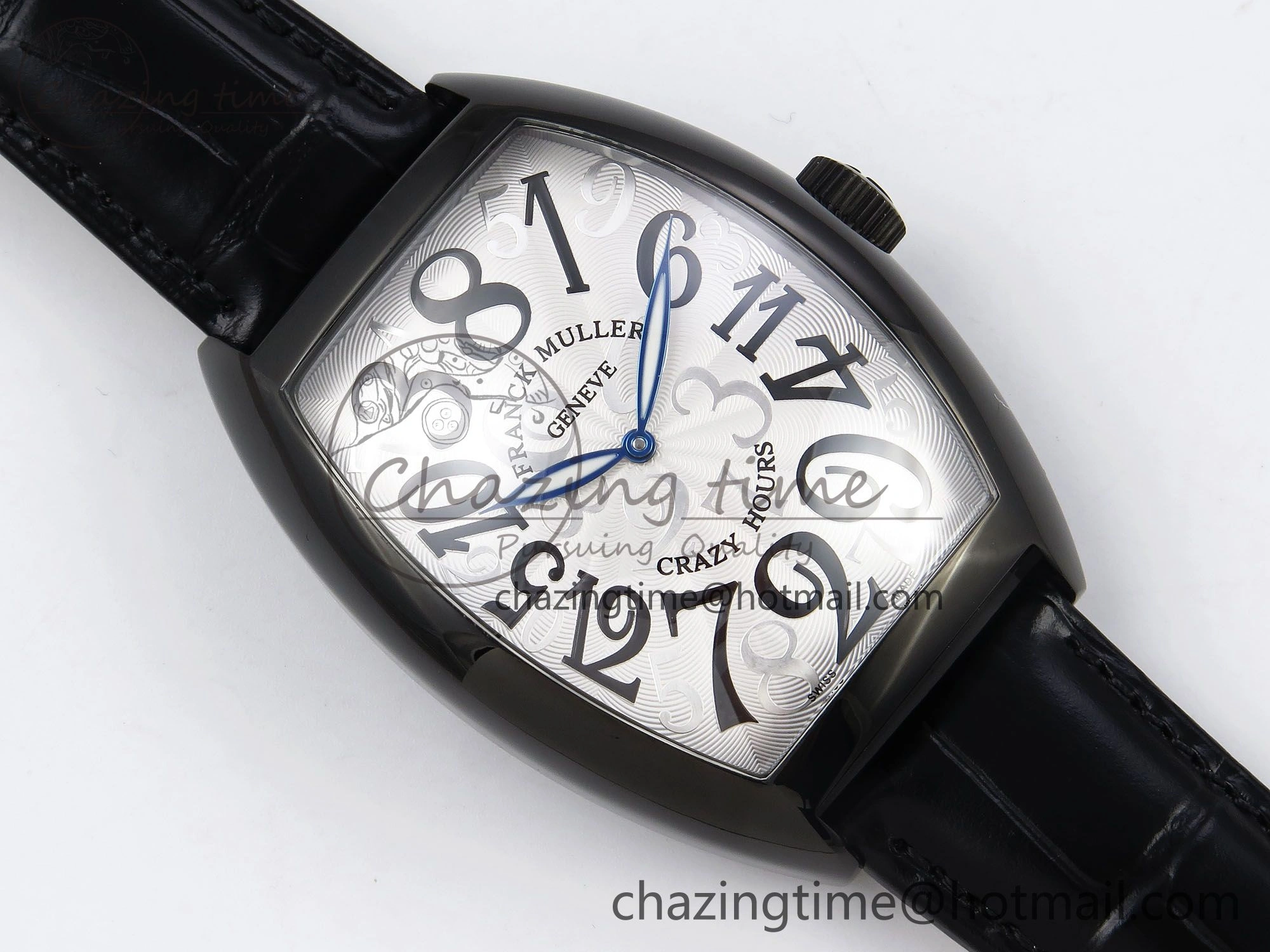 Crazy Hours PVD TWF Best Edition White Dial on Black Leather Strap A23J