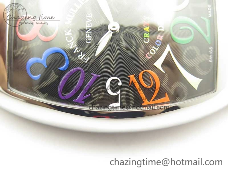 Crazy Hours Real Jumping Hour SS ABF Black Dial Colorful Markers on Black Leather Strap A23J