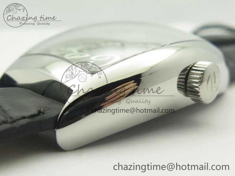 Crazy Hours Real Jumping Hour SS ABF Black Dial White Markers on Black Leather Strap A23J