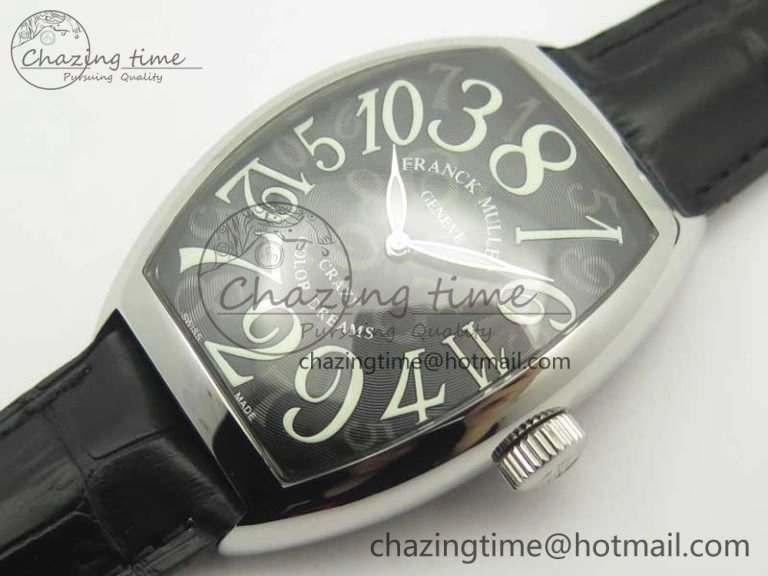 Crazy Hours Real Jumping Hour SS ABF Black Dial White Markers on Black Leather Strap A23J