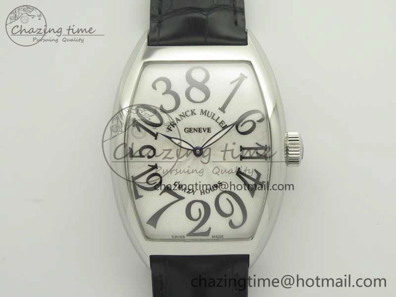 Crazy Hours Real Jumping Hour SS ABF White Dial Black Markers on Black Leather Strap A23J