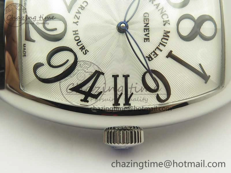 Crazy Hours Real Jumping Hour SS ABF White Dial Black Markers on Black Leather Strap A23J