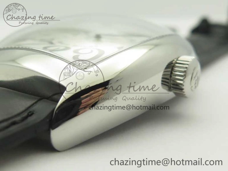 Crazy Hours Real Jumping Hour SS ABF White Dial Black Markers on Black Leather Strap A23J