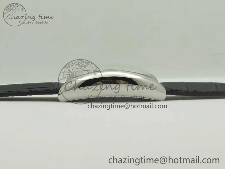 Crazy Hours Real Jumping Hour SS ABF White Dial Black Markers on Black Leather Strap A23J