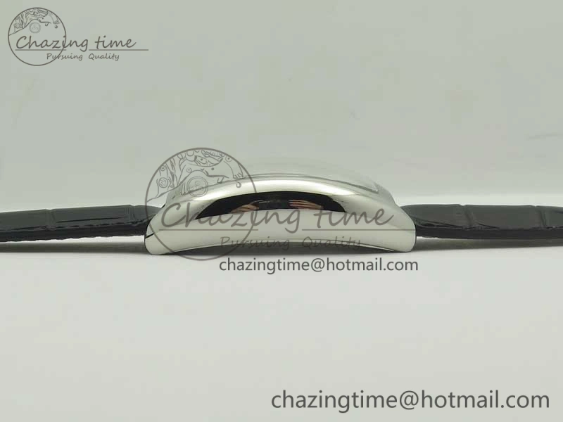 Crazy Hours Real Jumping Hour SS ABF White Dial Black Markers on Black Leather Strap A23J