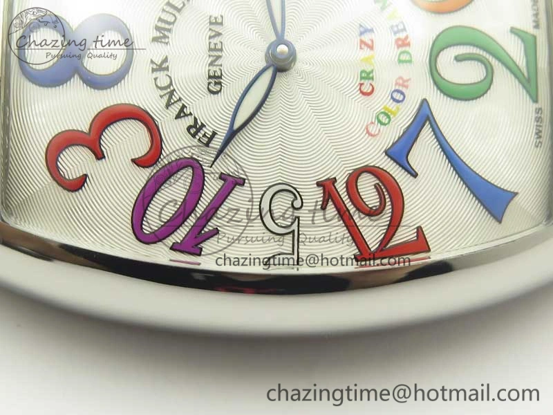 Crazy Hours Real Jumping Hour SS ABF White Dial Colorful Markers on Black Leather Strap A23J
