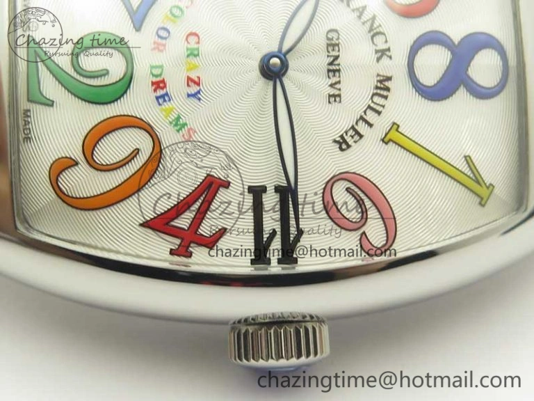Crazy Hours Real Jumping Hour SS ABF White Dial Colorful Markers on Black Leather Strap A23J