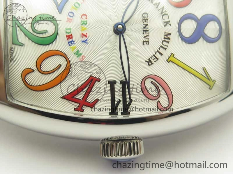 Crazy Hours Real Jumping Hour SS ABF White Dial Colorful Markers on Black Leather Strap A23J