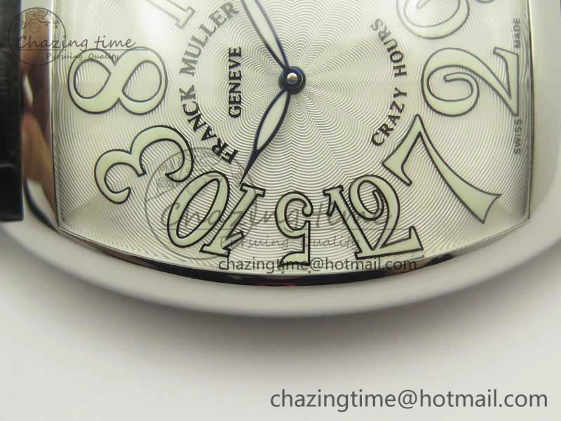 Crazy Hours Real Jumping Hour SS ABF White Dial White Markers on Black Leather Strap A23J