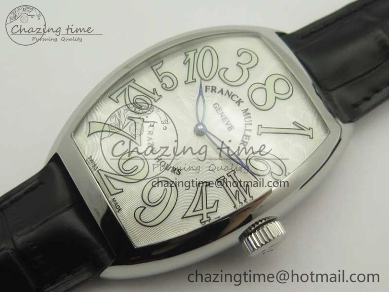 Crazy Hours Real Jumping Hour SS ABF White Dial White Markers on Black Leather Strap A23J