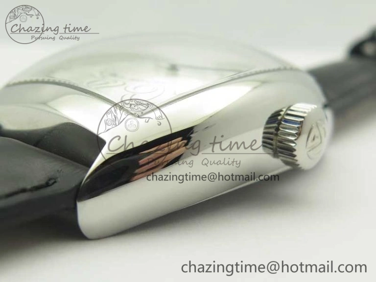 Crazy Hours Real Jumping Hour SS ABF White Dial White Markers on Black Leather Strap A23J