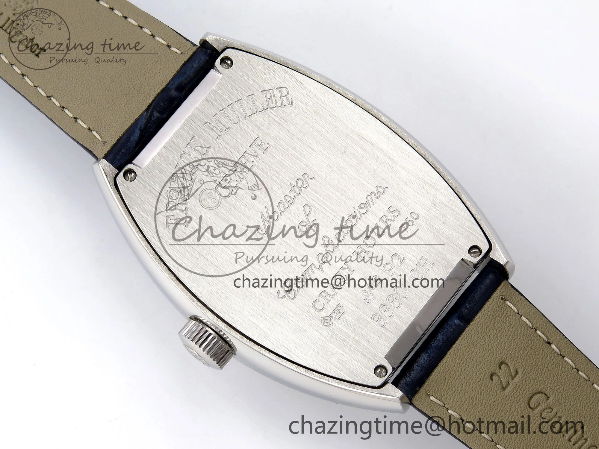 Crazy Hours SS TWF Best Edition Blue Dial Diamonds Bezel on Blue Leather Strap A23J